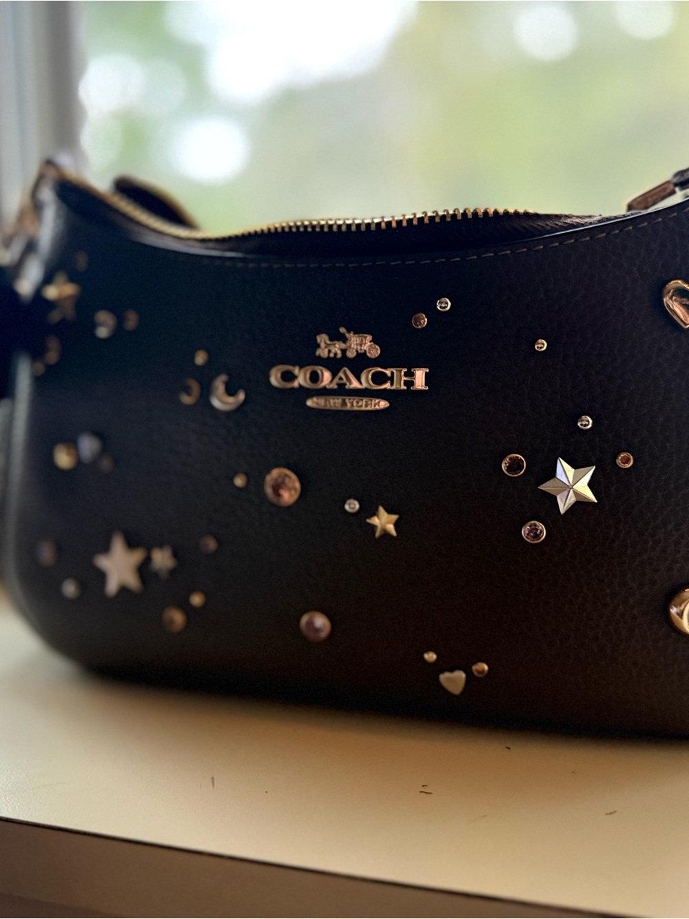 24 HRS SALE*****NWT COACH CCZ99 Teri Shoulder Bag With Rivets Gold/Dark Stone - Picture 4 of 11